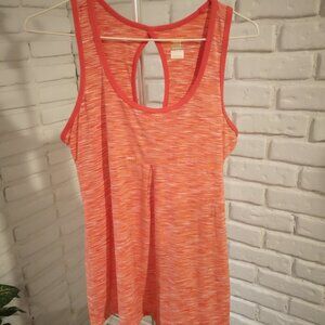 Lucy Lucy Tech Ladies Size Large Orange & White Racer Back Style Workout Top